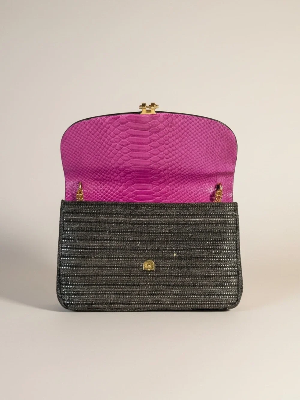 Christian Dior Stingray Python Crystal Flap Gold Chain Crossbody Clutch - Picture 4 of 7